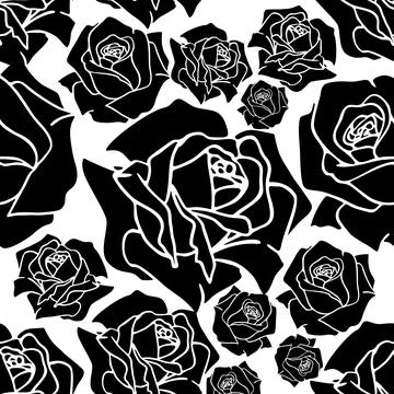 Seamless pattern of large red and pink rose buds, texture, design 스톡 일러스트