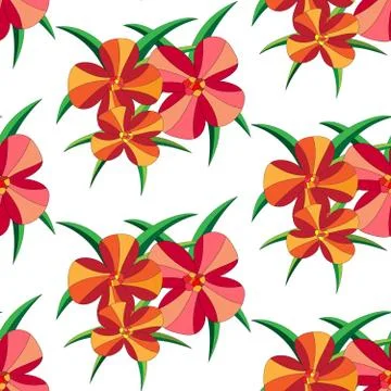Seamless pattern with large scale of flower and leaf in white background Illustrazione stock