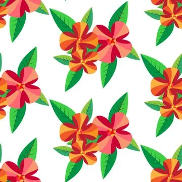 Seamless pattern with large scale of flower and leaf in white backgrounds Illustrazione stock