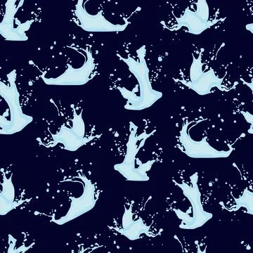 Seamless pattern of large splashes of water interspersed with blue color on.. Stock Illustration