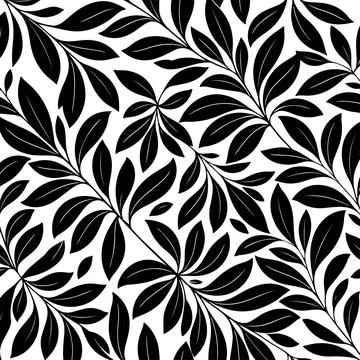 Seamless pattern of large tropical leaves in black and white, ideal for fab.. イラスト素材
