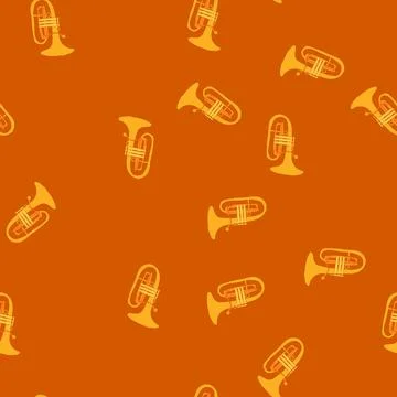 Seamless pattern large tuba cartoon vector Stock Illustration