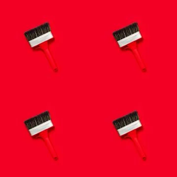 Seamless pattern with large wide new red brush for construction or wall painting Stock Photos