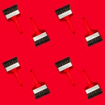 Seamless pattern with large wide new red brush for construction or wall Stock Photos