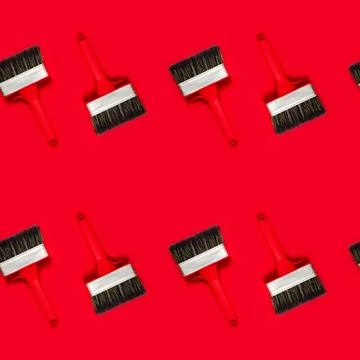 Seamless pattern with large wide new red brush for construction or wall Stock Photos