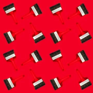 Seamless pattern with large wide new red brush for construction or wall Stock Photos