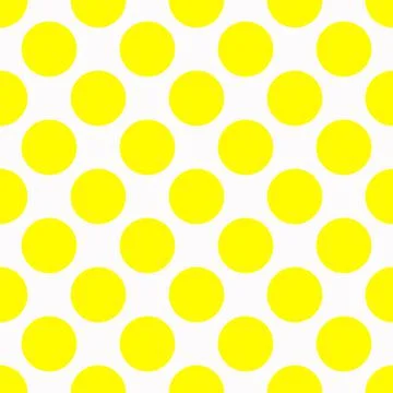Seamless pattern of large yellow polka dots on a white background. Stock Illustration