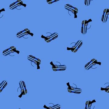Seamless pattern Laser tag blaster toy for futuristic gameplay Illustrazione stock