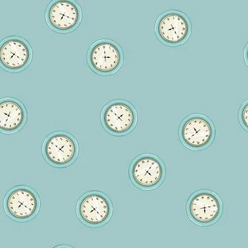 Seamless pattern late wall clock cartoon vector 스톡 일러스트
