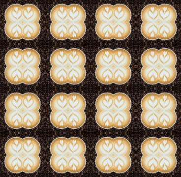 Seamless pattern with latte art coffee Stock Illustration