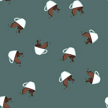 Seamless pattern latte coffee cup splash cartoon vector Stock-Illustration