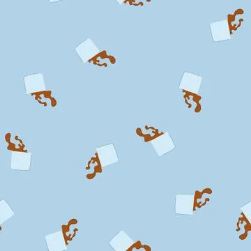Seamless pattern latte coffee cup splash cartoon vector イラスト素材