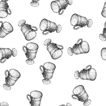 Seamless pattern latte coffee glass sketch hand drawn black Stockillustratie