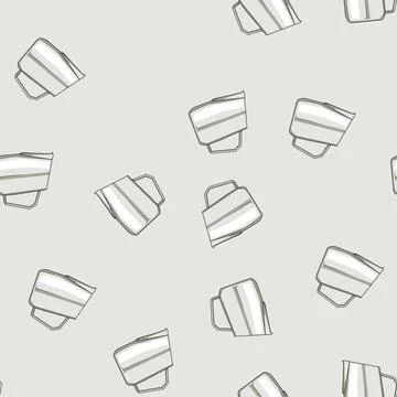 Seamless pattern latte milk frothing pitcher cartoon vector Stock Illustration
