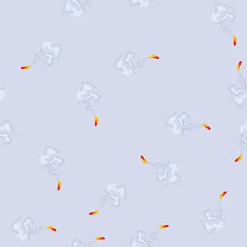 Seamless pattern launch rocket smoke trail cartoon vector Stock Illustration