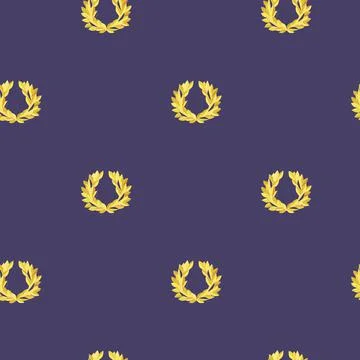 Seamless pattern with Laurel Wreath on violet background Stock Illustration
