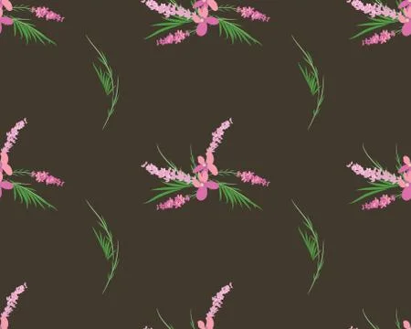 Seamless pattern of lavender flowers on a white background Stock Illustration