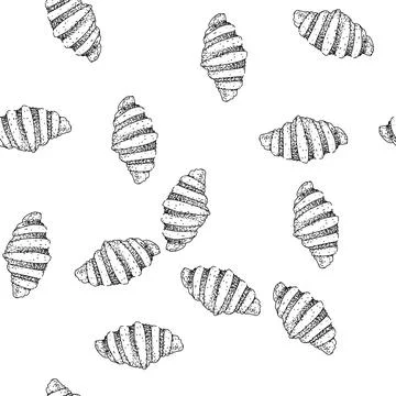 Seamless pattern layered croissant sketch hand drawn 스톡 일러스트