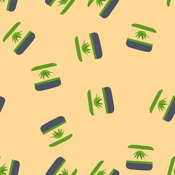 Seamless pattern leaf aloe vera cosmetic cartoon vector Stock Illustration