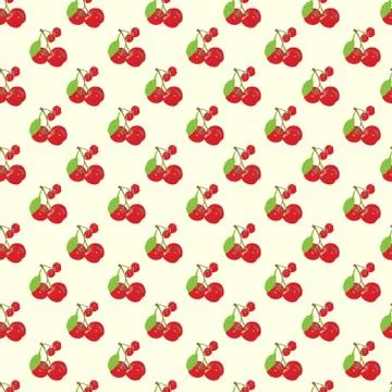 Seamless Pattern with Leaf and Red Cherry Illustrazione stock