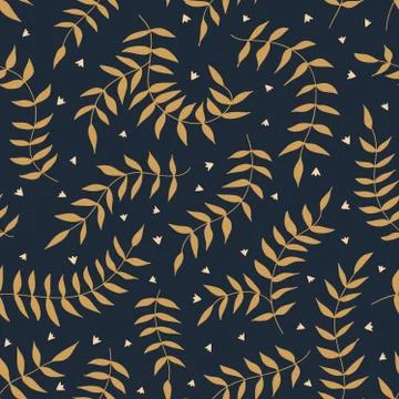 Seamless pattern with leaf and small flowers. Stock Illustration