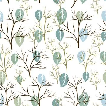 Seamless pattern of leaf and tree Illustrazione stock