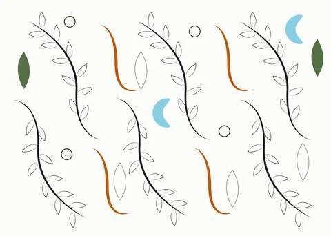 Seamless pattern leaf black in white Stock Illustration