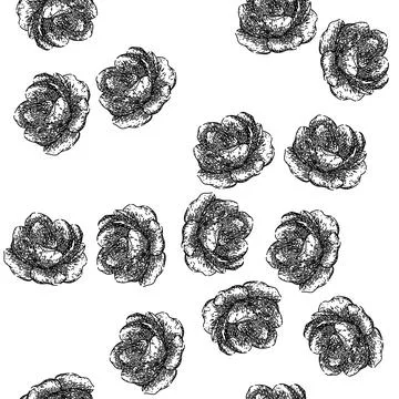 Seamless pattern leaf camellia sketch hand drawn Illustrazione stock