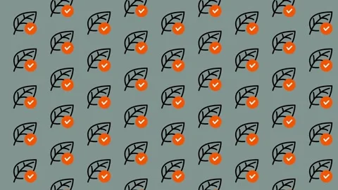 Seamless Pattern of Leaf with Check Mark Icon. Stock Footage 325386444