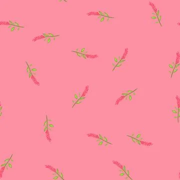 Seamless pattern leaf flower branch cartoon vector Stock Illustration