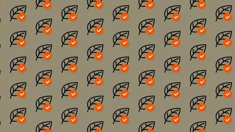Seamless Pattern of Leaf Icons with Checkmarks. Stock Footage 325386409