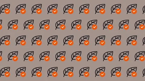 Seamless Pattern of Leaf Icons with Checkmarks. Video stock 325386411