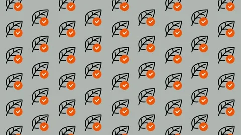 Seamless Pattern of Leaf Icons with Checkmarks. Stock Footage 325386442