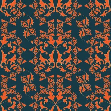 Seamless pattern with leaf ornaments Stock Illustration