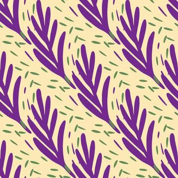 Seamless pattern leaf palm on beige background. Vector foliage template in do イラスト素材