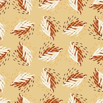 Seamless pattern leaf palm on beige background. Vector foliage template in do Illustrazione stock