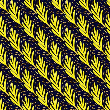 Seamless pattern leaf palm on black background. Vector foliage template in do Stockillustratie