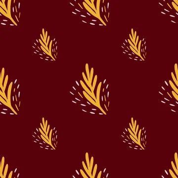 Seamless pattern leaf palm on brown background. Vector foliage template in do イラスト素材