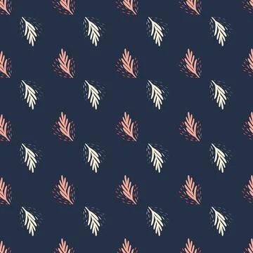 Seamless pattern leaf palm on dark blue background. Vector foliage template i Illustrazione stock