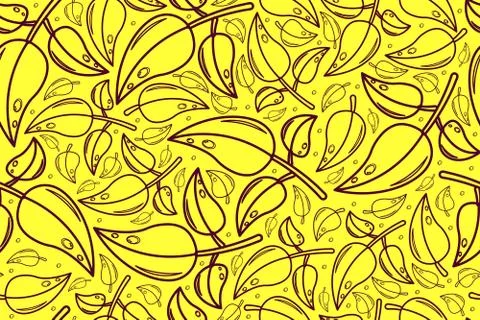Seamless pattern of leaf on yellow Stock Illustration