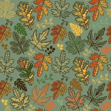 A seamless pattern with leaf,autumn leaf background Illustrazione stock