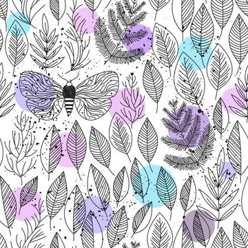 Seamless pattern leafs 스톡 일러스트