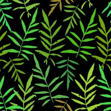 Seamless pattern with leafs tropical fern palm for fashion textile or web bac Stock Illustration