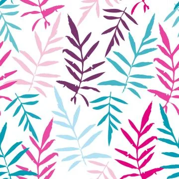 Seamless pattern with leafs tropical fern palm for fashion textile or web bac Stock Illustration