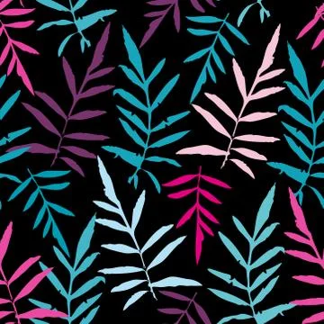 Seamless pattern with leafs tropical fern palm for fashion textile or web bac 스톡 일러스트