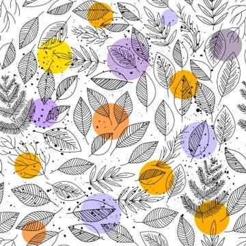 Seamless pattern leafs vector 스톡 일러스트