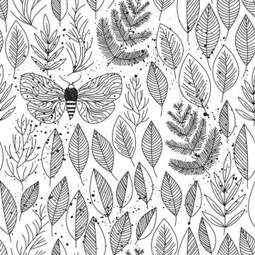 Seamless pattern leafs vector Stockillustratie
