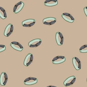 Seamless pattern leash pet collar cartoon vector Stock Illustration
