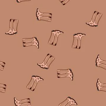 Seamless pattern leather cowboy boots cartoon vector Stock Illustration