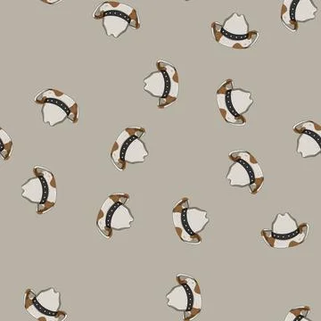 Seamless pattern leather cowboy hat cartoon vector Stock Illustration
